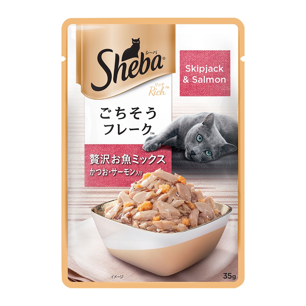 Sheba® Adult Rich Premium Wet Cat Food, Fish Mix (Skipjack & Salmon) (35g) - 1